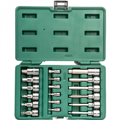 1/4" + 1/2" Dr. Bit socket set (HEX) 18pcs. 1