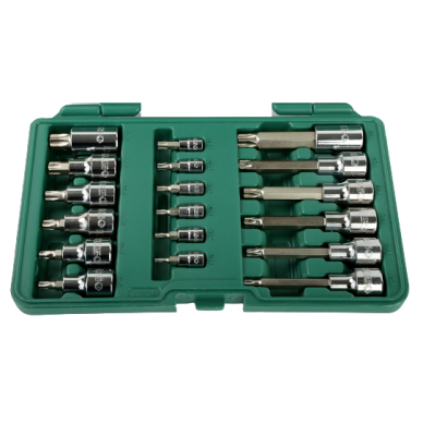 1/4" + 1/2" Dr. Bit socket set (TORX) 18pcs. 1