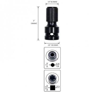 1/2" Dr. Impact adapter for bits HEX 1/4" 2