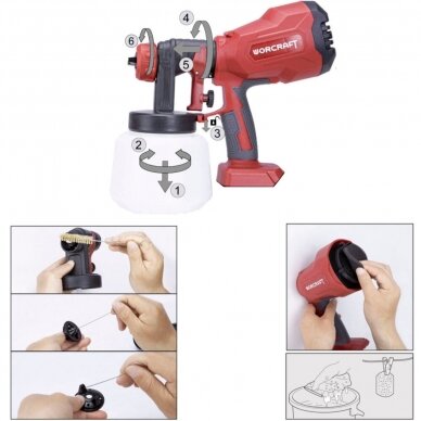 Li-ion Cordless Spray Gun Ø1.8mm, Ø2.6mm 20V LI-ION 8