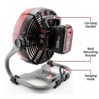 Li-ion Cordless jobsite fan 26W 20V 11