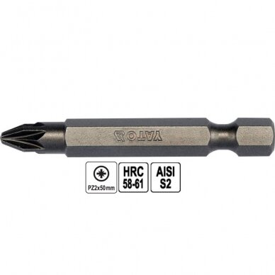 1/4"Dr POZIDRIV bit, 10pcs #2x 50mmL 1