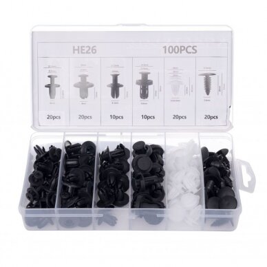 Plastic Push-Type Clip Universal Assortment (100pcs) 1