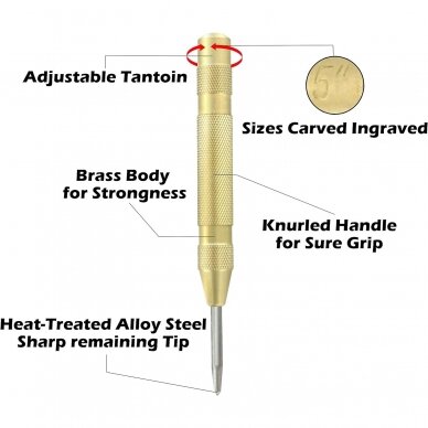 Adjustable center punch 3x125mm with metal handle 1