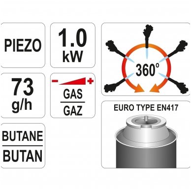 Gas blow torch piezo 1000°C 360° 2