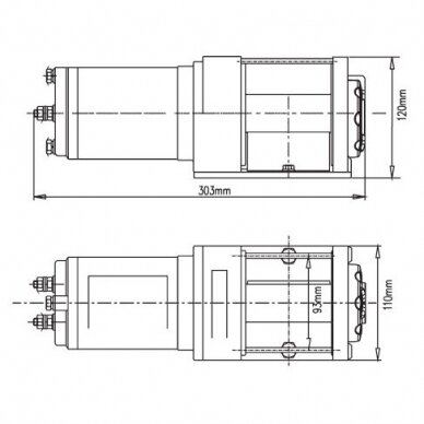 Elektrinė gervė 12V 2500LBS/1134KG (metalinis lynas) 1