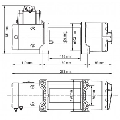 Electric winch 12V 4500LBS/2040KG (Synthetic rope) 1