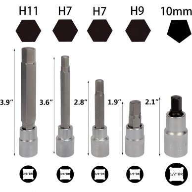 Brake caliper socket and bit socket set 17pcs 7