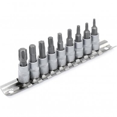 Galvučių su antgaliu rinkinys 3/8" (T-10-T-60)(torx) 9vnt.