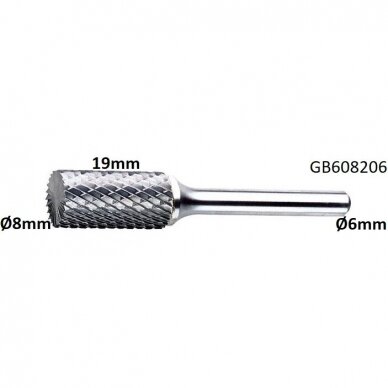 Carbide rotary burr shape B cylinder (ZYAS) with end cut 2