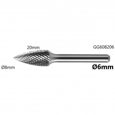 Carbide rotary burr shape G pointed tree (SPG) 2