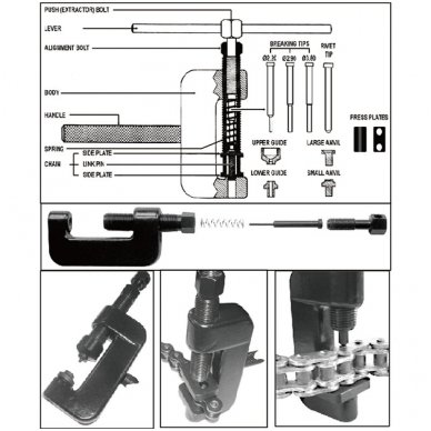 Chain breaker and riveting tools 4