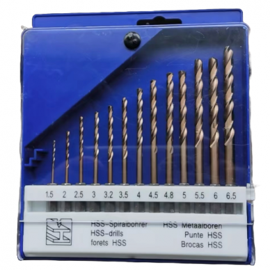 Twist drill set DIN338 1/4'' 13pcs 1.5-6.5mm Cobalt