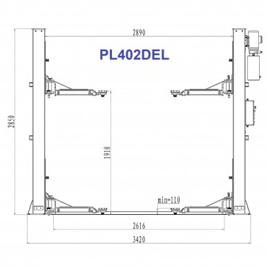 2 post hydraulic lift with electromagnetic release, 4.0t 1