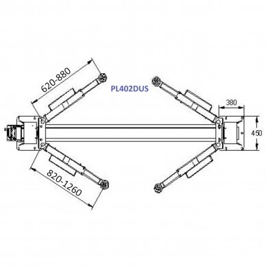 Two post lift with single side lock release 4.0t 2