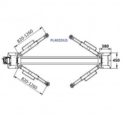 Two post lift with single side lock release 4.0t 2