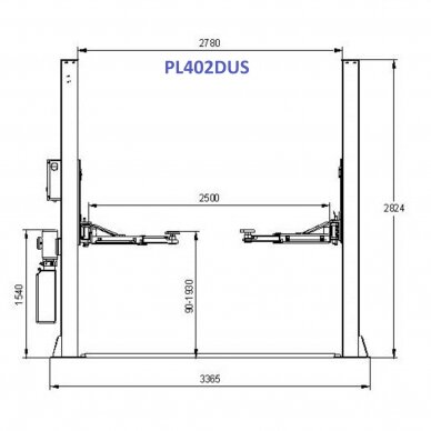 Two post lift with single side lock release 4.0t 1