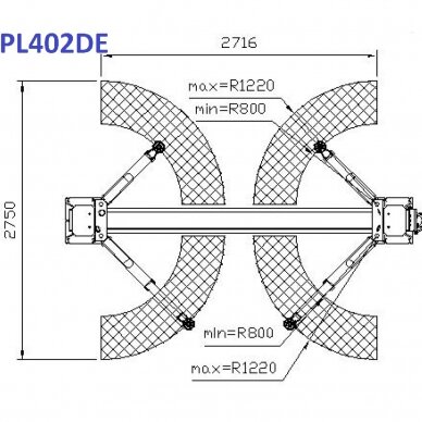 Two post hydraulic lift with electromagnetic release, 4.0t 2