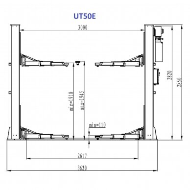 Two post floor type lift with electromagnetic release 5t 2