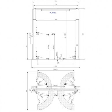 Clearfloor 2-post lift, 4.0t 1