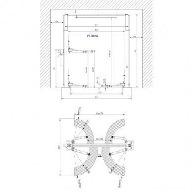 Clearfloor 2-post lift, 4.0t 2