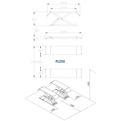 Scissor hydraulic lift, 3.0t 1