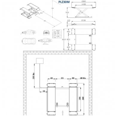 Scissor hydraulic lift with electromagnetic release, 3.0t 1