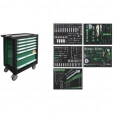 Roller cabinet 7 drawers, CL713017 with tool set trays (330pcs), 5 sets