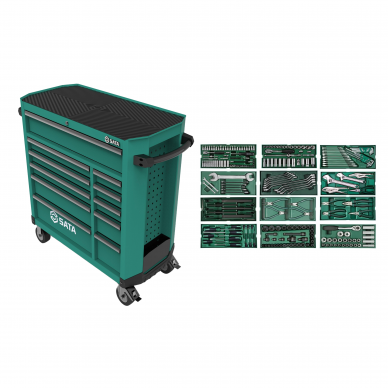 Roller cabinet 11 drawers PRO with tool set trays, 246pcs