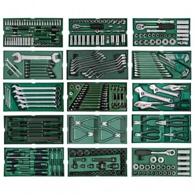 Roller cabinet 11 drawers PRO with tool set trays, 300pcs 1