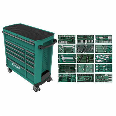 Roller cabinet 11 drawers PRO with tool set trays, 300pcs