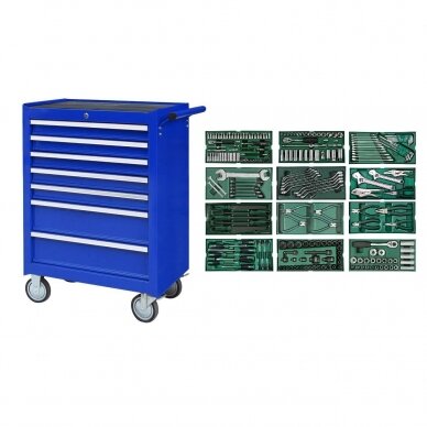 Roller cabinet with tool set trays, 246pcs.