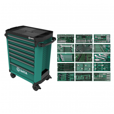 Roller cabinet PRO with tool set trays, 300pcs.