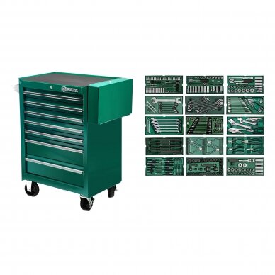 Roller cabinet with tool set trays, 300pcs.