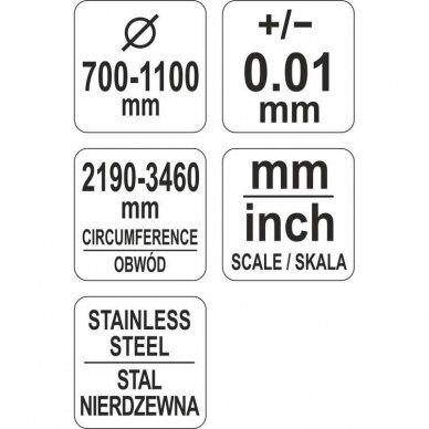 Juostinis matavimo įrankis diametrui ir perimetrui Ø700-1100mm 2