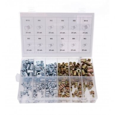 Aluminium and steel nut rivets M3-M10, 300pcs KD10486