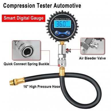 Petrol engine compression tester with digital gauge 8pcs 4