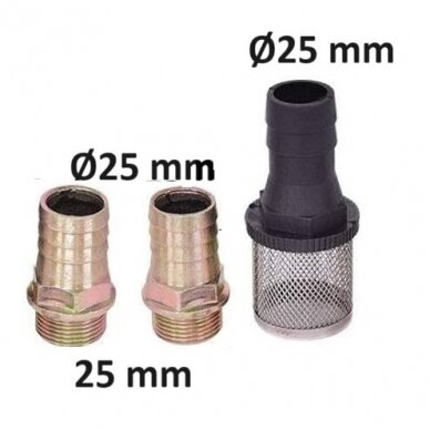 Spare part. 2pcs of couplers 3/4" - 1" and 1pc filter 1" for diesel fuel transfer pump DCTP60 1