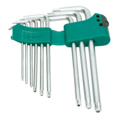 L-type hex key TORX extra long set 9pcs. (T10-T50) with hole 2