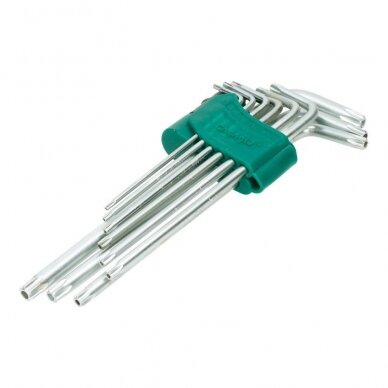 L-type hex key TORX extra long set 9pcs. (T10-T50) with hole 1