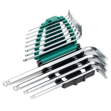 L-type hex key long ball point set 12pcs. (1/16"-3/8") (S.A.E.) 2