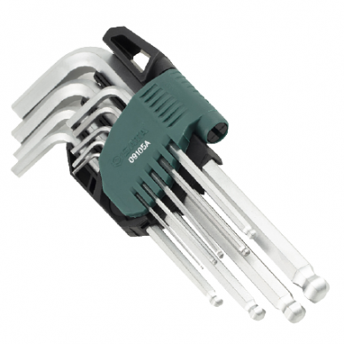 L-type hex key long ball point set 9pcs. (1.5-10)