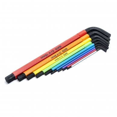 L-Handle Hex key extra long colored ball point set 9pcs (1.5-10mm) 1