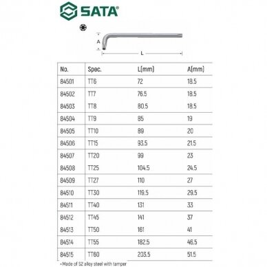 L-tipo TORX raktas su kiauryme 1