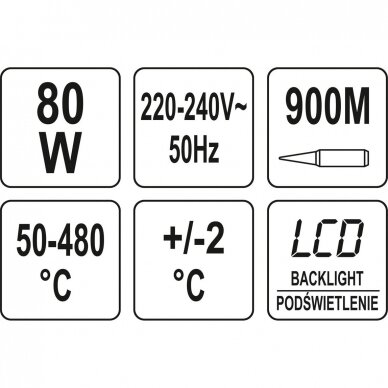 Lituoklis su LCD ekranu 80W 900M 5