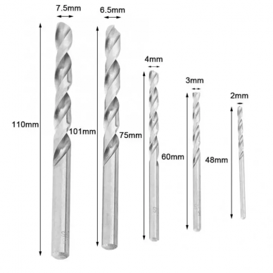 Screw extractor set and HSS drill bits 11pcs. 2