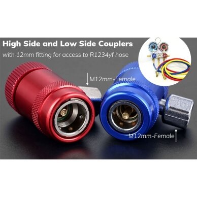 AC R1234yf quick coupler 1/4'' male port high/low 2pcs 5