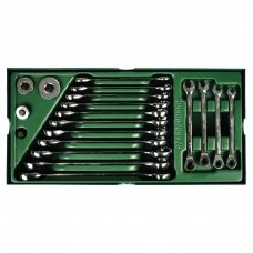 Tray. Ratcheting combination wrench set  19pcs.