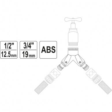 Paskirstytojas dvišakis laistymo žarnai 1/2"-3/4" 1