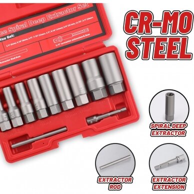 Bolt extractor socket set 11pcs (6-19mm) 3/8'' Dr. 4